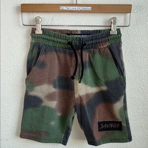 Camouflage Cotton Shorts featuring "SAVAGE"